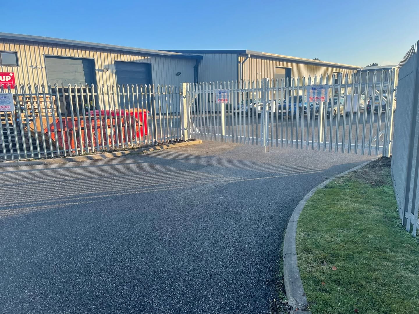 Industrial unit perimeter fencing and gates